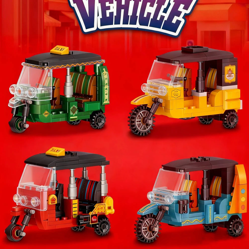 City Three-wheeled motorcycle Model MOC Building Blocks Vehicle Technical Bricks Birthday Gifts Toys for Kid Boys Children Adult