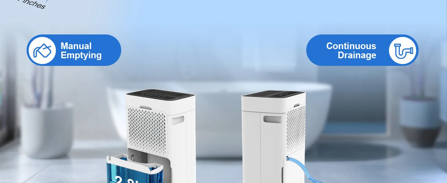 Dehumidifier 20 L, Dehumidifier Cellar Rooms with Digital Display, 24H Timer, Automatic Defrosting, Dry Clothes, Continuous Drai