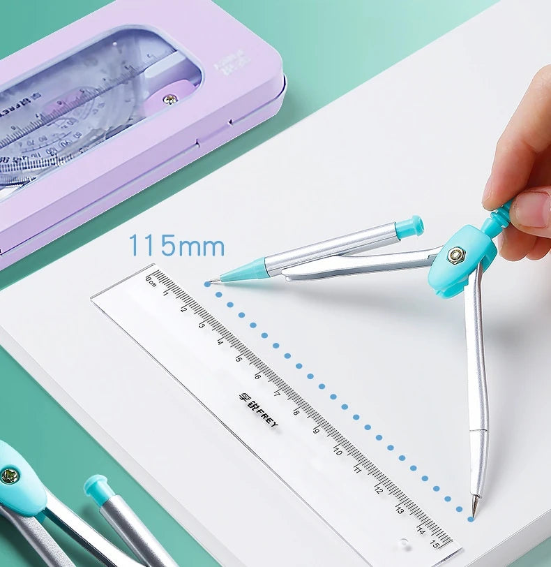 7-In-1 Multifunctional Compass Ruler Set Integrated High Aesthetic Drawing Office Tools for Primary Secondary School Stationery