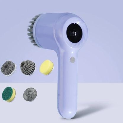 Escova de limpeza rotativa elétrica usb, com 5 cabeças de escova escova de limpeza elétrica, para cozinha, purificador de azulejos de banheira