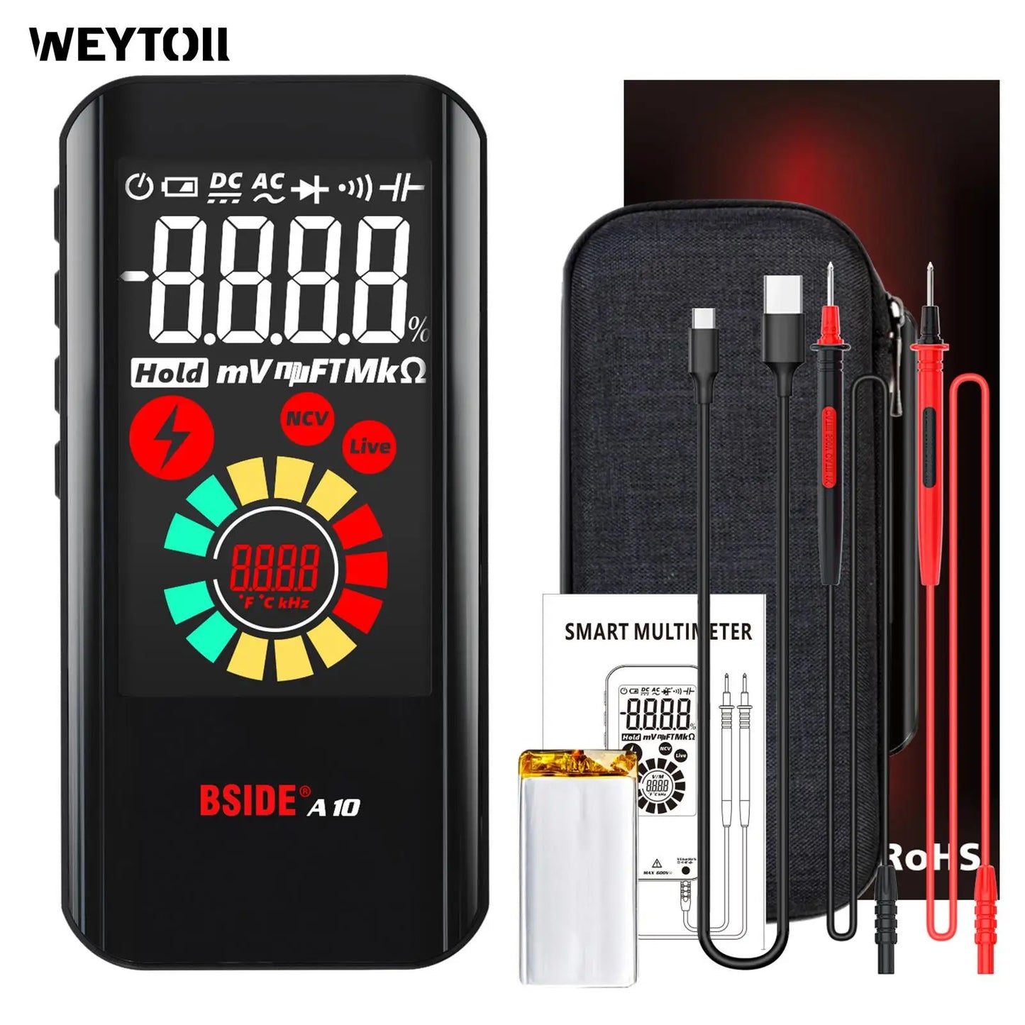 BSIDE S20/A10/A1 Intelligent EMF Multimeter 9999 Counts Rechargeable Meter Radiation Monitor AC/DC Voltmeter Ohmmeter Test