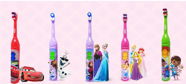 Oral-B Kid Electric Toothbrush Pro-Health Soft Bristle Rounded Vibrate Brush Heads Gum Care Teeth Brush Battery Power for Age 3+