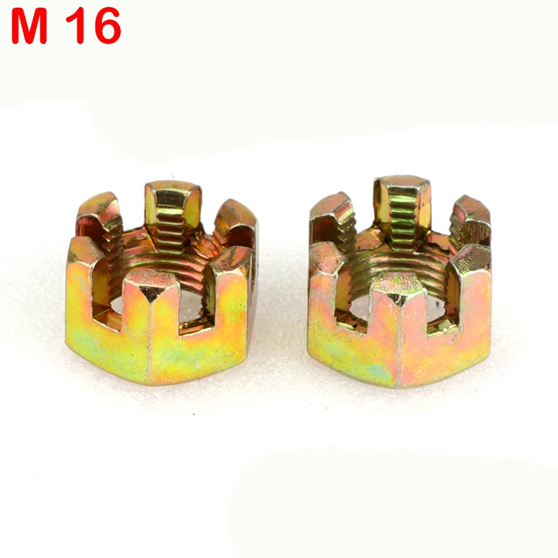 1Pair M10/M12/M14/M16/M20 Hex Slotted Nuts for 50cc-250cc ATV Kart Off-Road Vehicle Quad Bike Rear Axle Ball Joint Parts