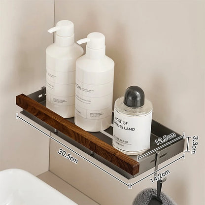 Estantes de baño para inodoro de nogal con trípode. No requiere perforación. Estilo nórdico. Madera maciza pura, resistente al agua y a la humedad.