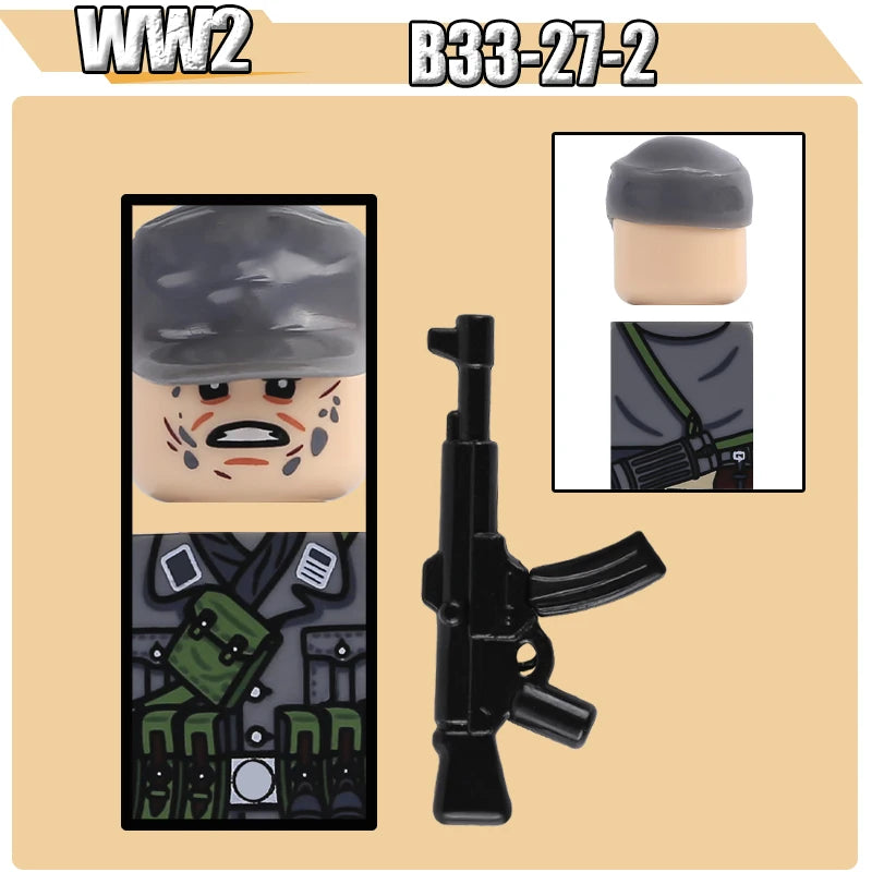 WW2 Military Soldier Figures Building Blocks Soviet British Army German Camouflage Warrior Infantry Accessories Bricks Toys Gift