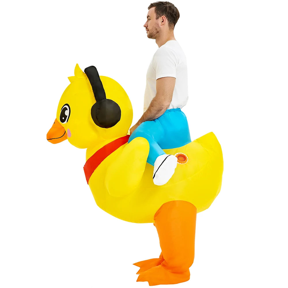 Adult Rooster Inflatable Costume Funny Unicorn Elk Animals Inflatable Suit Halloween Carnival Half Body Blow Up Suit for Cosplay