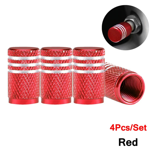 Dsycar 4pcs prata pneu de carro válvula hastes cap knurling estilo pneu tampa da válvula de alumínio haste da roda do pneu tampa da válvula de ar para nós schrader