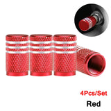 Dsycar 4pcs prata pneu de carro válvula hastes cap knurling estilo pneu tampa da válvula de alumínio haste da roda do pneu tampa da válvula de ar para nós schrader