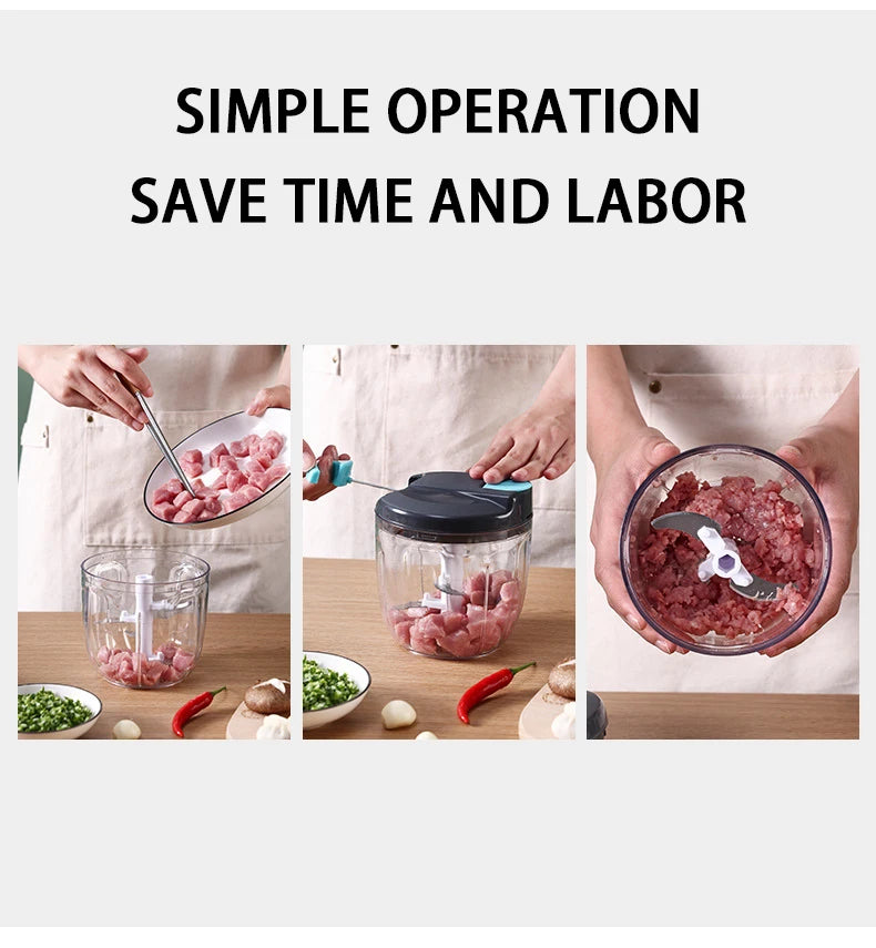 500/900ML Manual Food Processor Vegetable Chopper Hand Crank Garlic Mincer Portable Onion Cutter Fruits Herb Kitchen Accessories