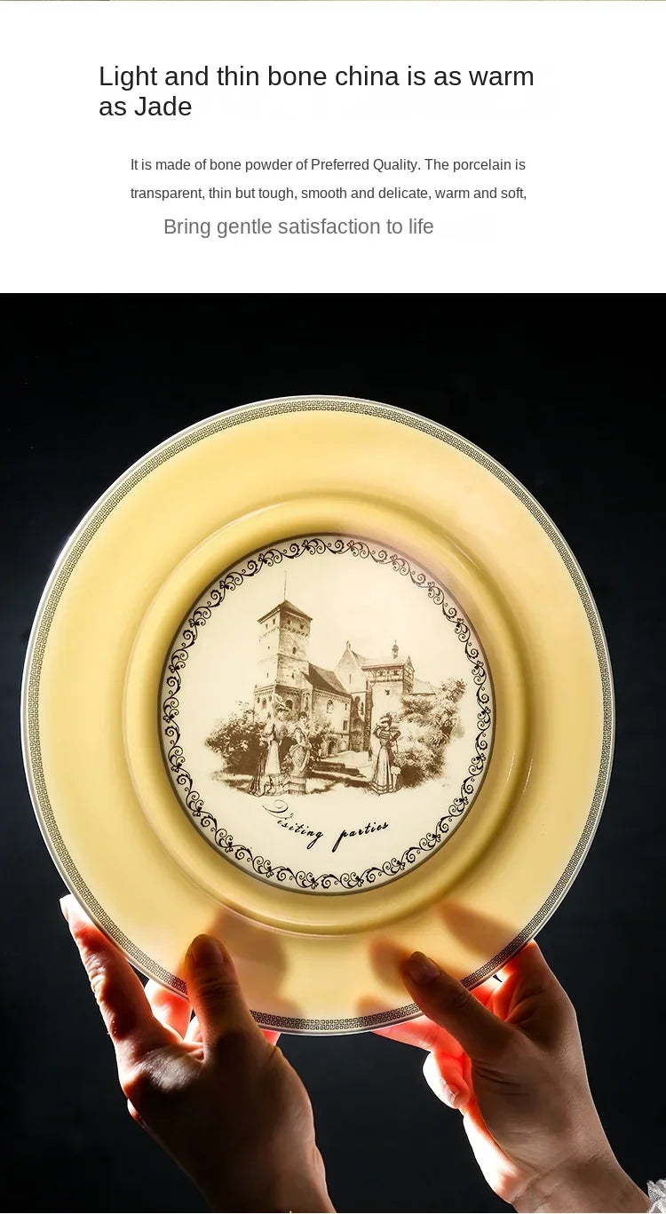 Nordic retro European tableware porcelain plates cups saucers pots high-end luxury sets creative home gifts