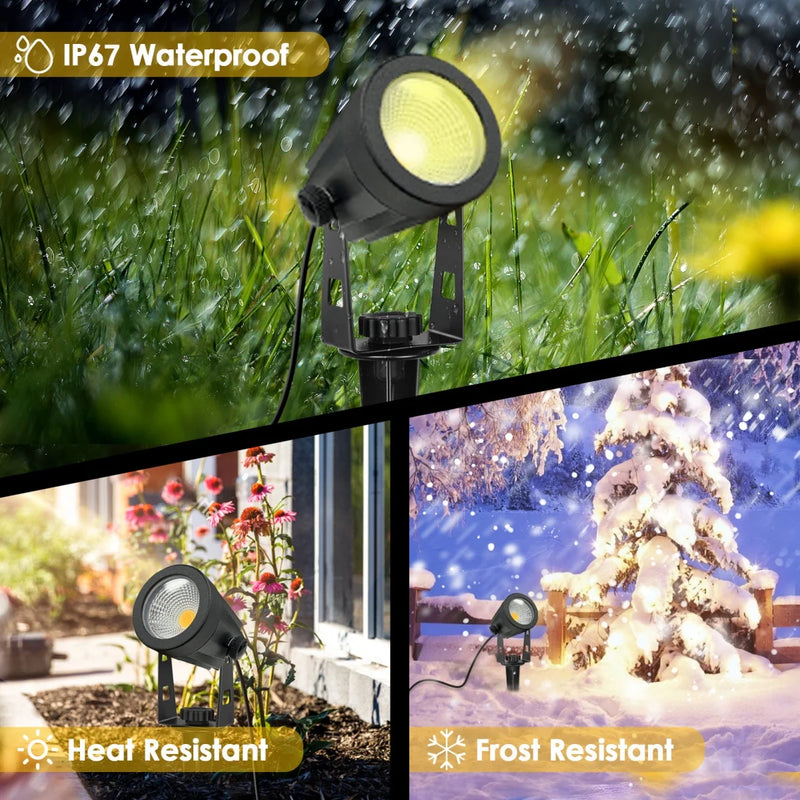 Outdoor LED Spotlight, 6 Pack Garden Lamp, Waterproof IP65 Outdoor Spotlight Lighting for Christmas Halloween Garden Decoration