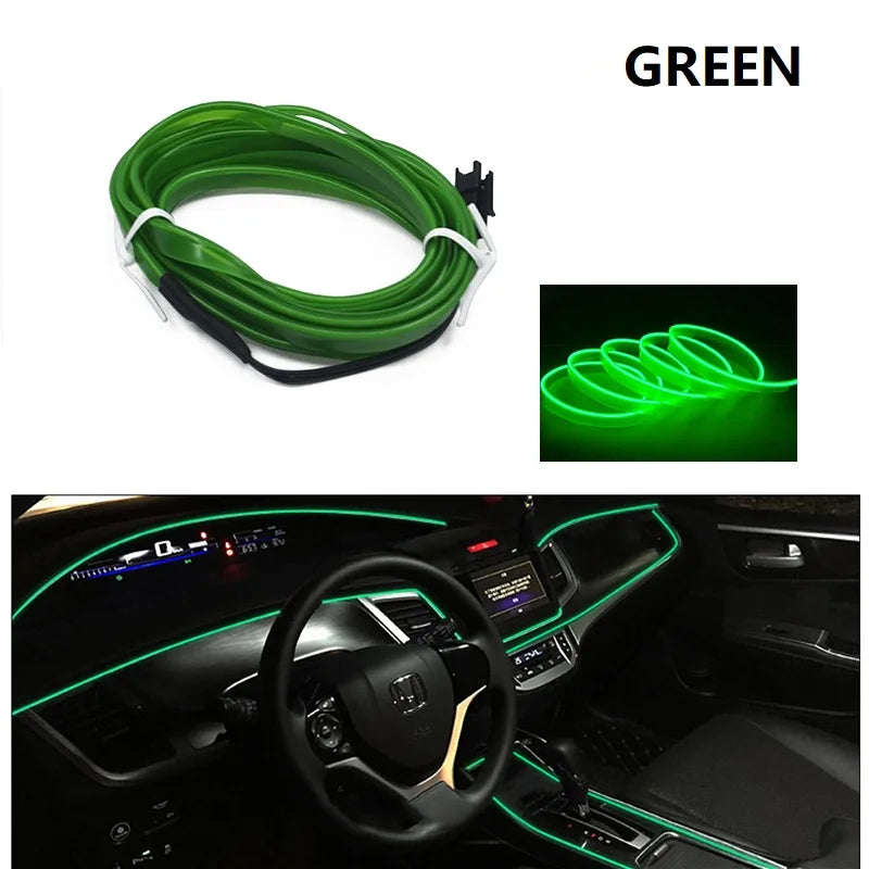 3M Car Cold Light Line LED Car Atmosphere Lamp Flexible Interior Decoration Moulding Trim Strips Light For USB Line Tube