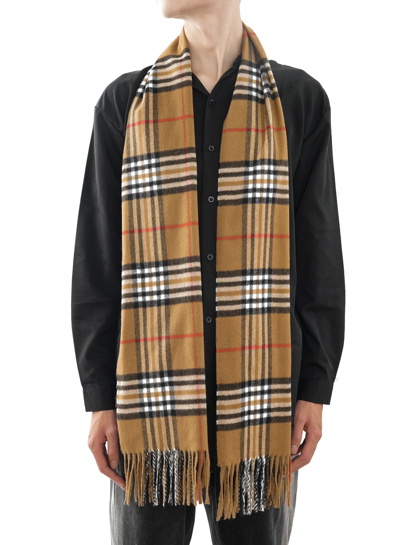 Bufanda tipo chal para hombre con tacto de cachemira cálido a cuadros de Edimburgo, bufanda a cuadros escoceses de estilo preppy