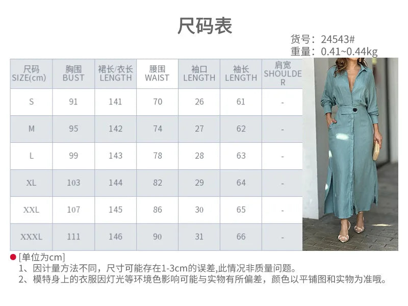 Women Dress 2025 Autumn New Fashion Elegant Long Sleeve Leisure Time Solid Color V Neck Sexy Ladies Shirt Dresses MsChuh S-3XL