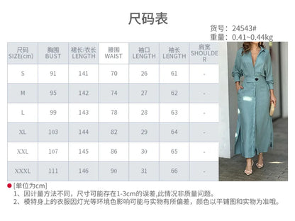 Women Dress 2025 Autumn New Fashion Elegant Long Sleeve Leisure Time Solid Color V Neck Sexy Ladies Shirt Dresses MsChuh S-3XL