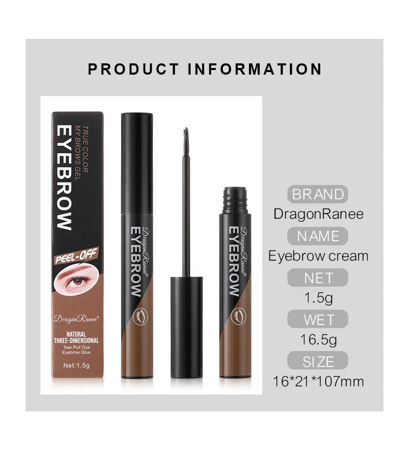 Peel-off Waterproof Tint Eyebrow Gel Makeup Long Lasting Eye Brow Enhancers Liquid Gel Tear Wear Easy Natural Brown Gray Tattoo