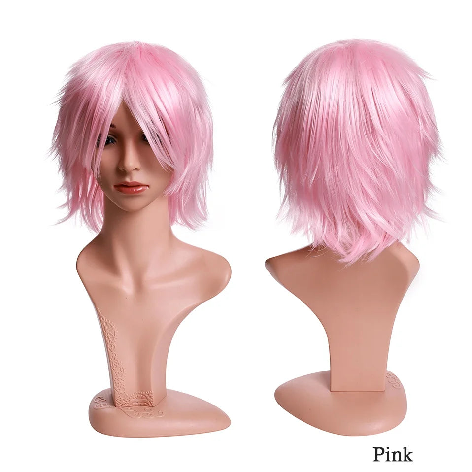 BENIHAIR Synthetic Wig Cosplay Wig White Red Green Blue Pink Yellow Hair Short Layered Wig Fake Hair Extension Men Women Party Wig