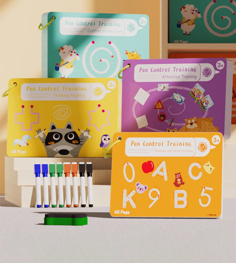 Tracing Workbook Montessori Books 48 Page Pen Control Training Early Childhood Exercise Book Reusable Calligraphy Copybook