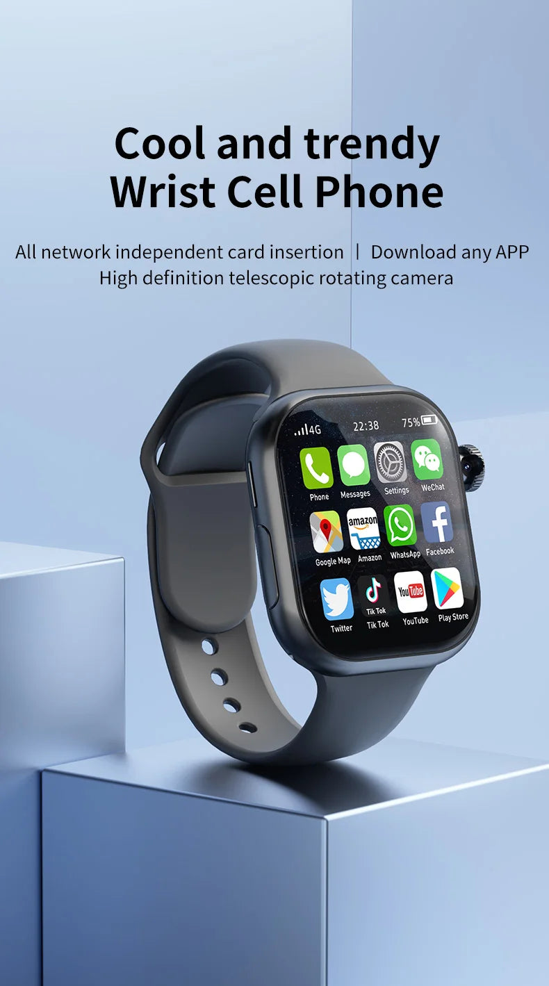 S10 Smart Watch 4G Android 9.0 2.2 inch Amoled Smartwatch With Sim Card 180° Rotating Camera GPS WIFI Google Play 128GB Storage