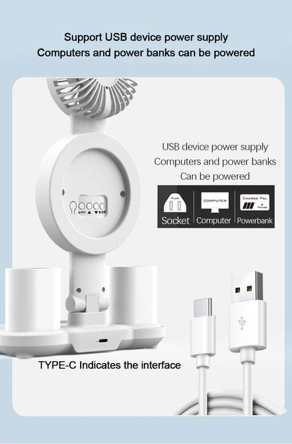 Rechargeable Led Table Lamp for Study Desk Lamp Reading Light Led Night Light with Fan Led Clock Dispaly Reading Desk Light