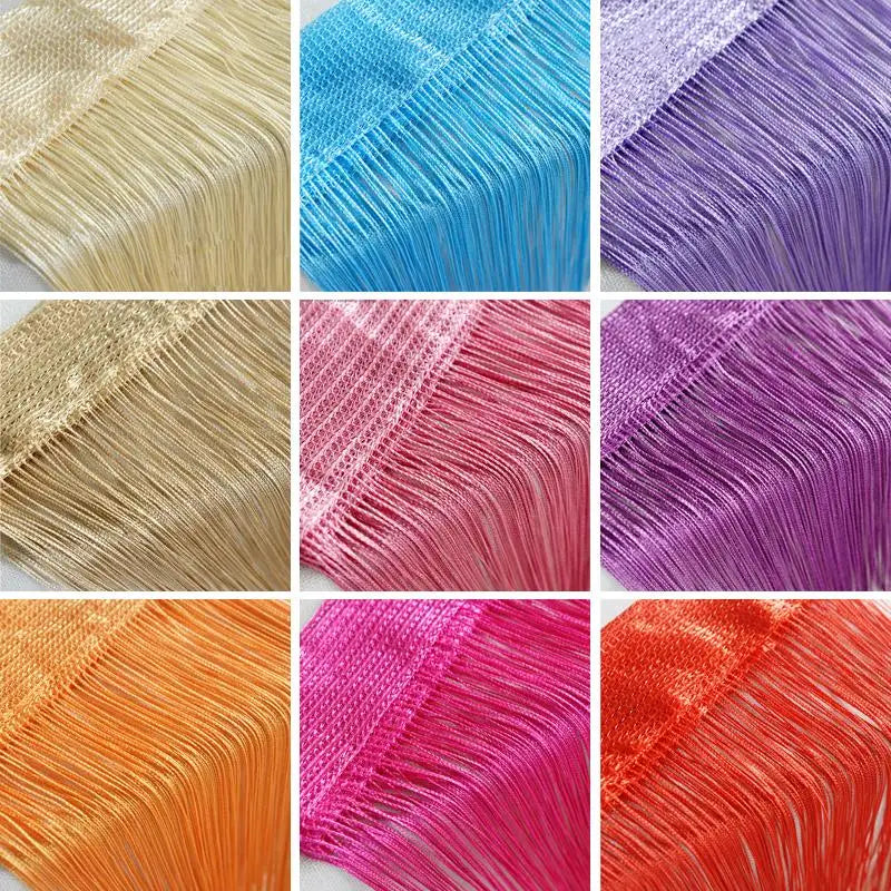 Cortinas de hilo de 100 cm x 200 cm, divisor de cinta, persiana para sala de estar, puerta, pared, ventana, panel, cortina con borlas