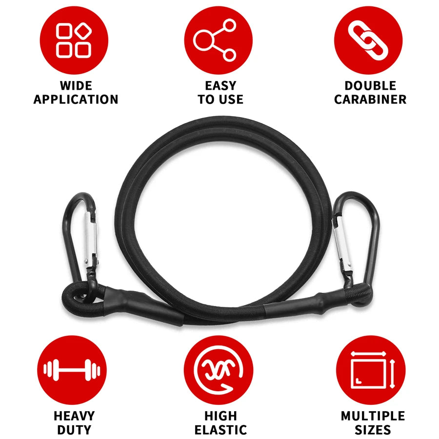 Cuerdas elásticas de 30/60/90/120/150 cm, 8 mm, con ganchos, ligeras, para atar bicicletas, equipaje de coche, correas para portaequipajes de techo.