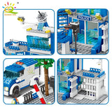 HUIQIBAO 753PCS City Police Station Building Blocks Set Boys DIY Car Figures Bricks Educational Toys For Children Adult Gift