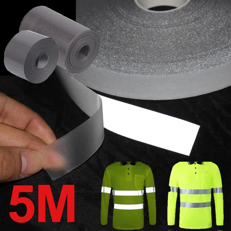 Película reflectante de transferencia de calor de 5M, pegatina reflectora de seguridad para bolsa, zapatos, calcomanías térmicas de tela, pegatinas de tira de advertencia nocturna para carretera