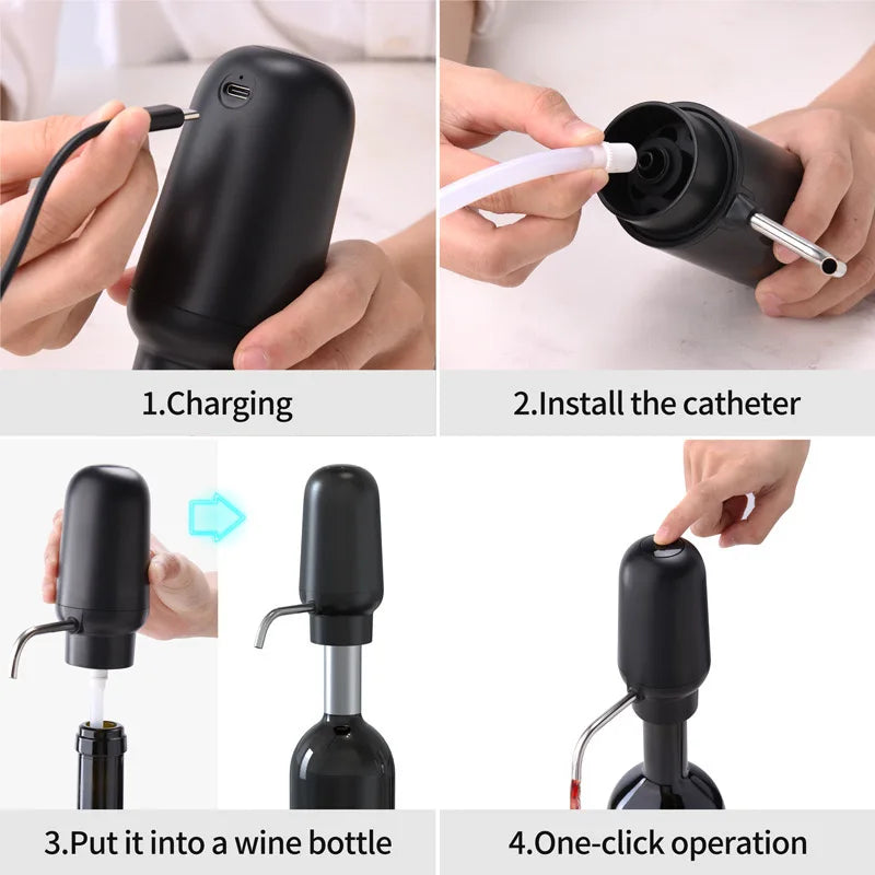 Decantador eléctrico USB Decantador eléctrico inteligente de vino tinto Decantador eléctrico neumático fácil de limpiar Dispensador de vino creativo