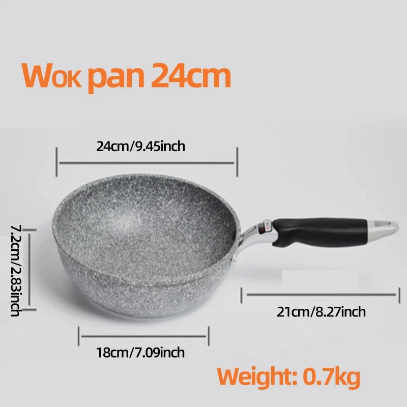 Durable Stone Frying Pan 28/26/24/20cm Wok Non-stick Pan Skillet Cauldron Induction Cooker Pans Pancake Egg Gas Stove Home