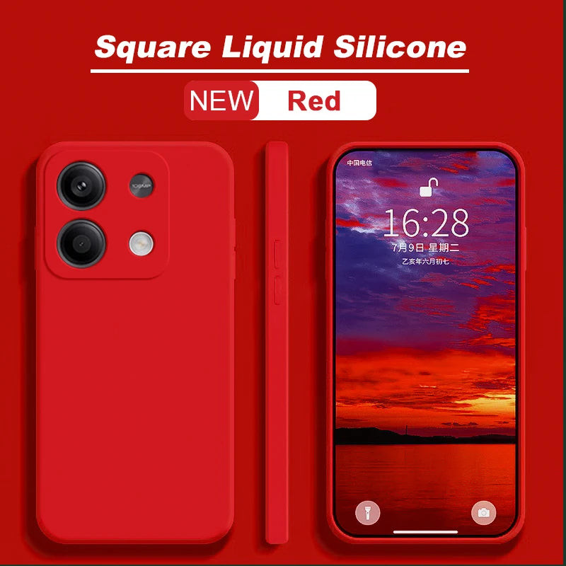 Redmi Note 13 Pro 4G Case Square Liquid Silicone Soft TPU Cover For Xiaomi Redmi Note 13 Note13pro Plus Note13 Pro 4G Phone Case