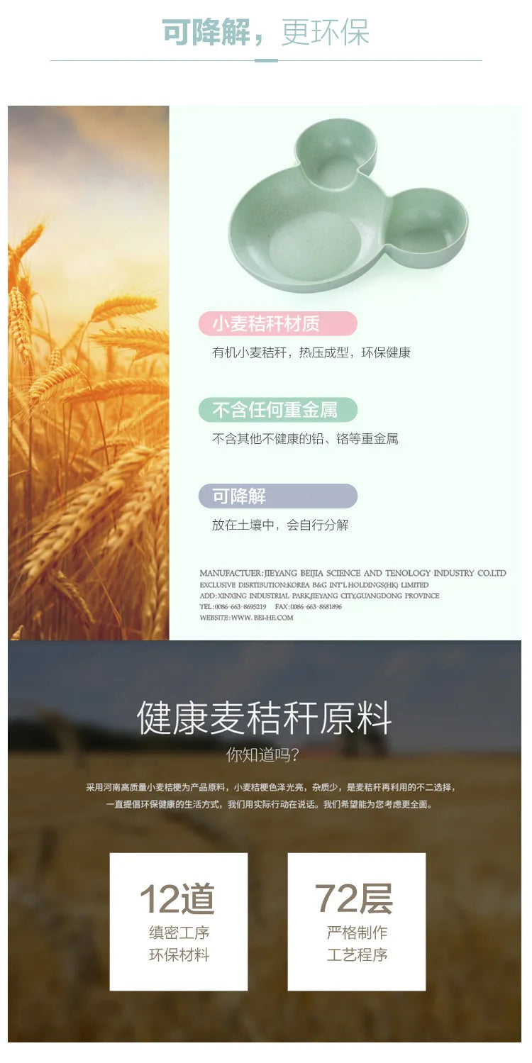 Kid Cartoon Mouse Mickey Bowl Plates Lunch Box Kid Baby Kids Infant Rice Food Bowl Plastic Dinnerware