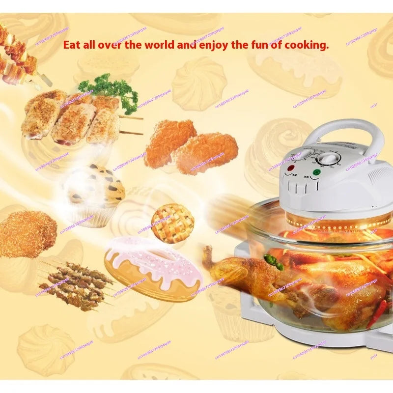 12L Light Wave Furnace Glass Air Fryer Grilled Chicken Grilled Chips Hot Air Circulation Air Furnace
