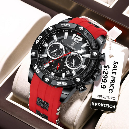 POEDAGAR Reloj de lujo informal para hombre, resistente al agua, luminoso, cronógrafo con fecha, reloj de pulsera para hombre, relojes militares de cuarzo de alta calidad para hombre