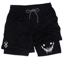 Men's compression gym shorts, boxing printed sports pants, double layered, quick drying, basketball, beach, muscle, fitness