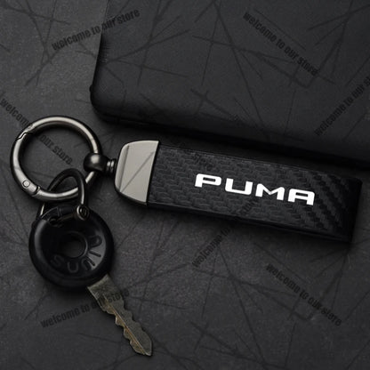 Car Keychain For PUMA ST Cougar Wolf MK3 MK4 MK5 MK6 Logo Carbon Fiber Leather Zinc Alloy Emblem Key Chain Accessories
