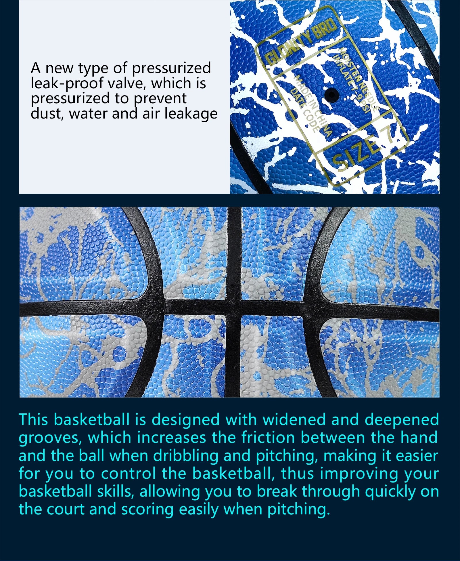 Glowing Basketball Leather Luminous Wear-Resistant Ball Size 5/6/7-27.5/28.5/29.5'' For Youth,In&Outdoor Basketball Night Game