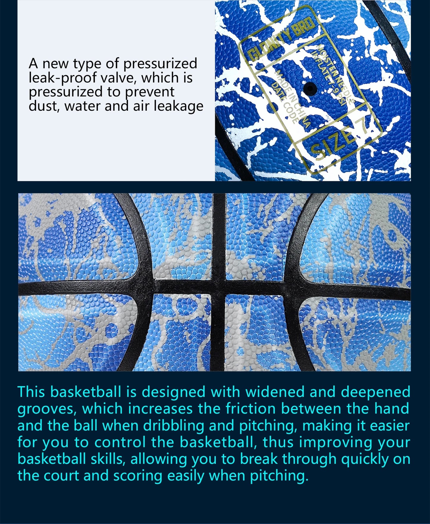 Glowing Basketball Leather Luminous Wear-Resistant Ball Size 5/6/7-27.5/28.5/29.5'' For Youth,In&Outdoor Basketball Night Game