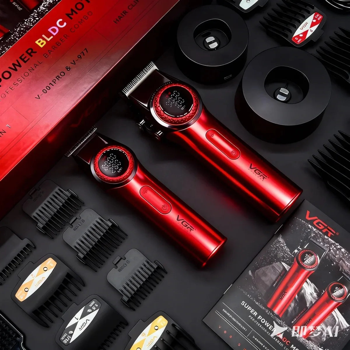 VGR 001 977 new hair trimming set high-end men's hair clipper intelligent digital display electric carving and whitening trimmer