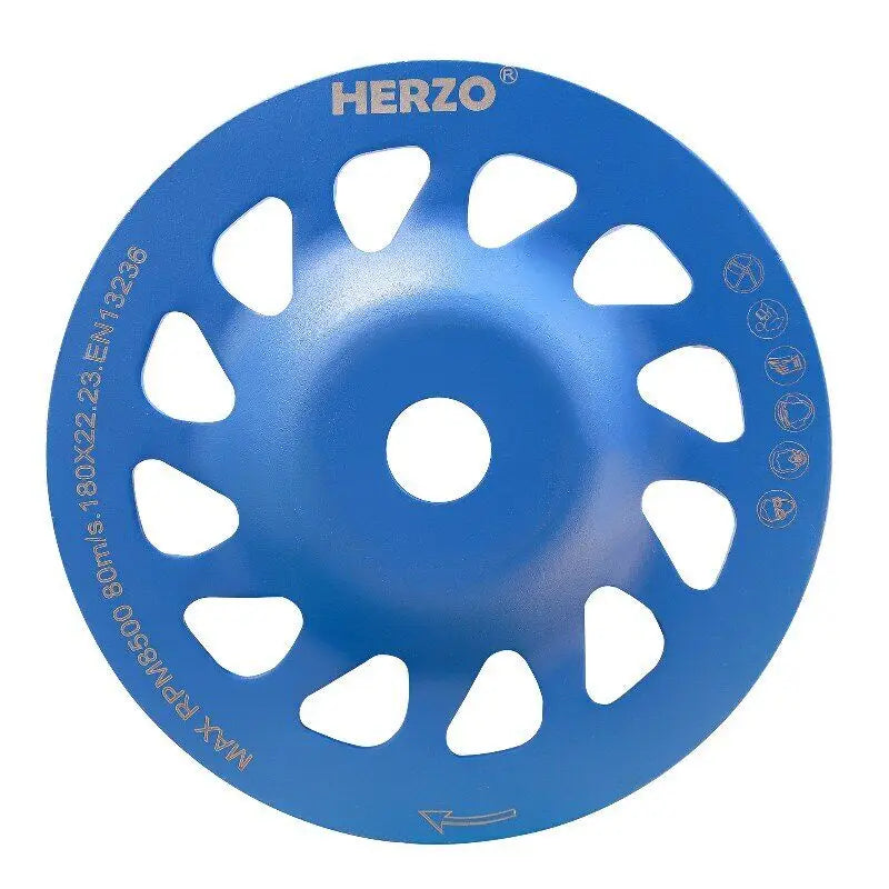 HERZO 7"/180MM Diamond Grinding Cup Wheel Disc Segmented Turbo For Concrete Masonry Marble Polishing Tools