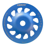 HERZO 7"/180MM Diamond Grinding Cup Wheel Disc Segmented Turbo For Concrete Masonry Marble Polishing Tools