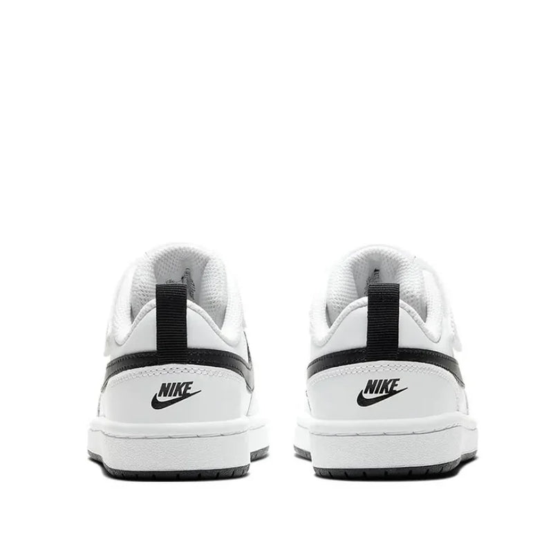 Tênis Nike Court Borough Low 2 branco e preto para crianças e crianças de meia-idade
