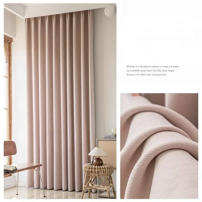 French Chenille Cream White Velvet Curtain Modern Simple Blackout Curtains for Living Dining room Bedroom Tulle Customization