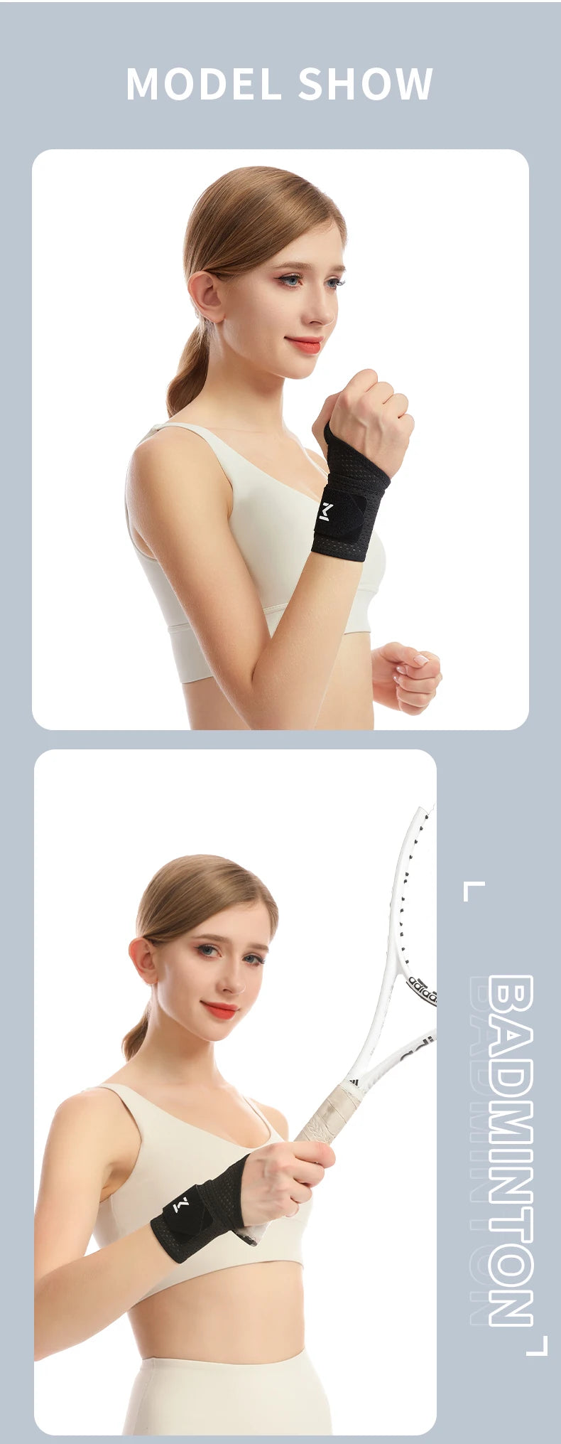 2pcs Adjustable Wrist Strap Sports Wrist Support Brace Black Weightlifting Wristband For Men & Women Badminton Tennis Gym