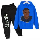 Conjunto de sudadera con capucha para niños, conjunto de sudadera y pantalones con estampado de Mbappe, ropa deportiva de 2 piezas para niños y niñas, primavera y otoño