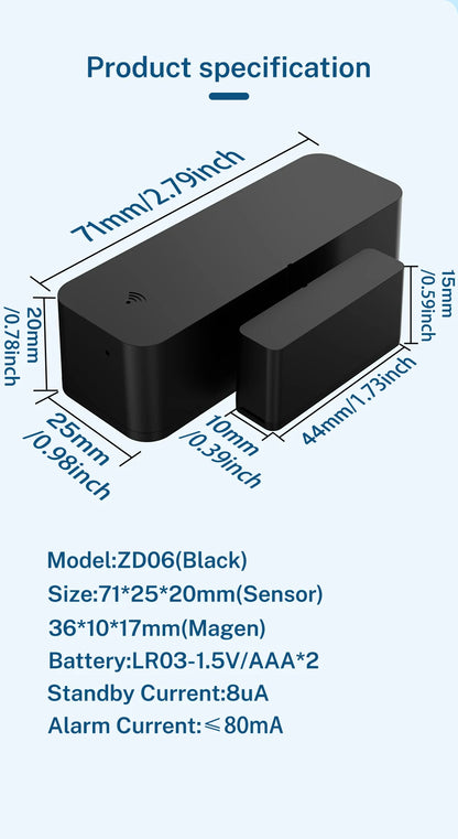 Tuya Zigbee Wifi Door and Window Sensor Security Burglar Alarm Magnetic Presence Sensor Smart Life Works with Google Home Alexa