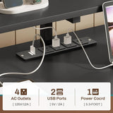 Escritorio de computadora con 5 cajones, toma de corriente y luces LED, escritorio de oficina en casa de 66'' con cajón para archivos, almacenamiento y estante para monitor
