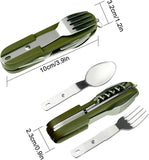 Vajilla multifuncional 7 en 1 para exteriores, herramientas de supervivencia, tenedor plegable de acero inoxidable, cuchara, cuchillo, vajilla para Picnic y acampada