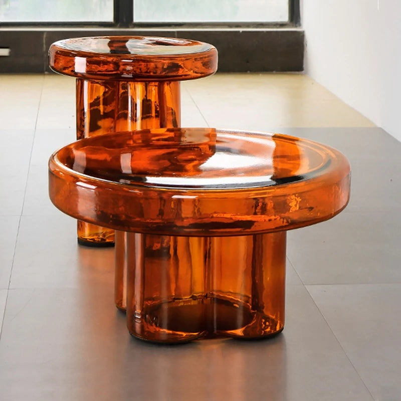 Artistic Glass Coffee Tables, Creative Design End Tables for Living Room , Stylish Accent Tea Table with Various Sizes & Colors