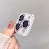 Protector de lente de cámara con brillo de diamante, minicubierta trasera, anillo de vidrio, Fil, iPhone 12, 13, 14, 15 Pro Max, 14, 15 Plus 